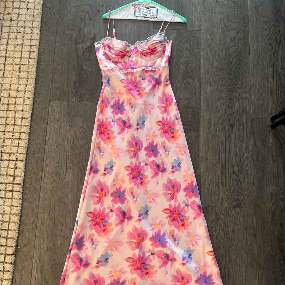 Astr Floral Maxi Dress - Florianne Floral Satin Maxi Dress
